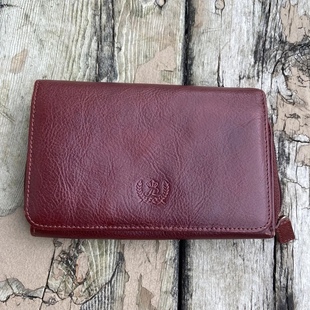 Italian Leather Wallet Dark Red, many compartments, functional, nice condition - Picture 1 of 14